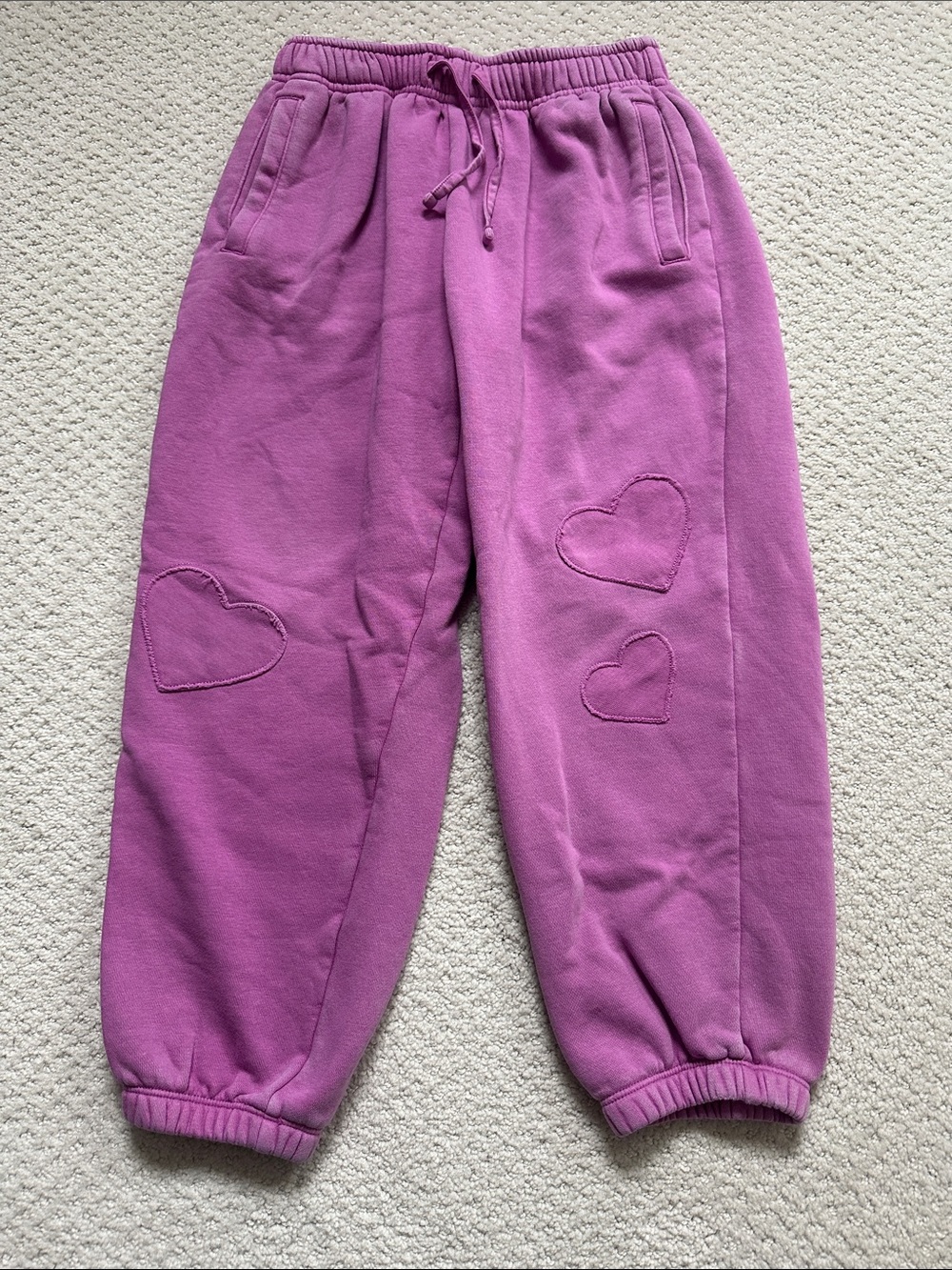 GAP Lavender Heart Embroidered Joggers